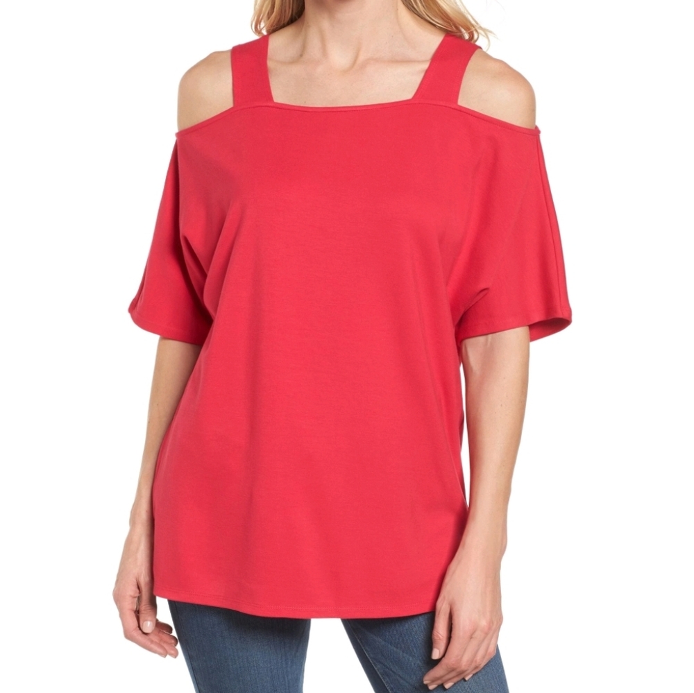 NEW Halogen Pink Virtue Cold-Shoulder Strap Knit Top
